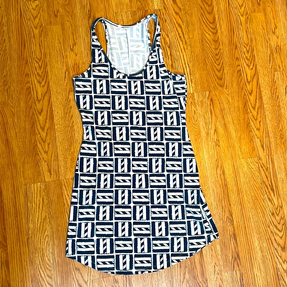 MAHI GOLD Classic print navy white dress Size Small - Picture 1 of 3